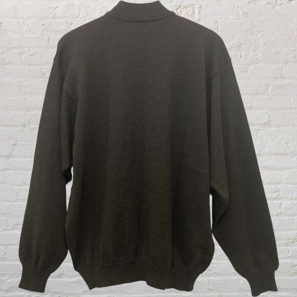 🇮🇹 FiJi Italian Wool Sweater XL Mock Neck Brown Woolmark Made Italy - Picture 3 of 16